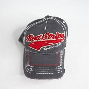 Red Stripe Beer Baseball Cap Mens OSFM Grey Excellent Distressed Strapback Hat